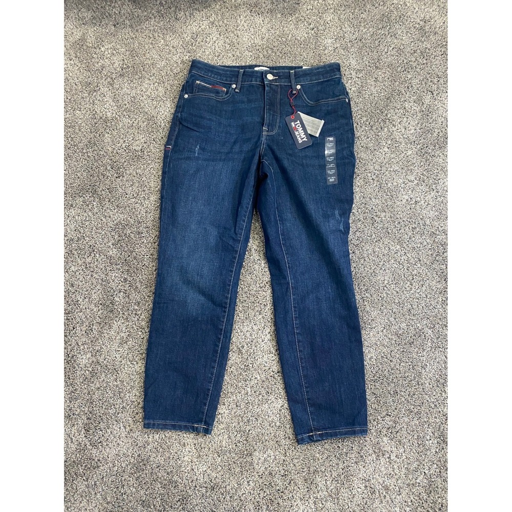 Tommy Jeans Womens Skinny Curvy Ankle‎ Jeans Dark Wash Blue Size 12 W31 NWT